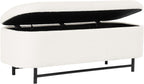 HomePop 46" Ellipse Storage Bench with Metal Legs - Cream Boucle