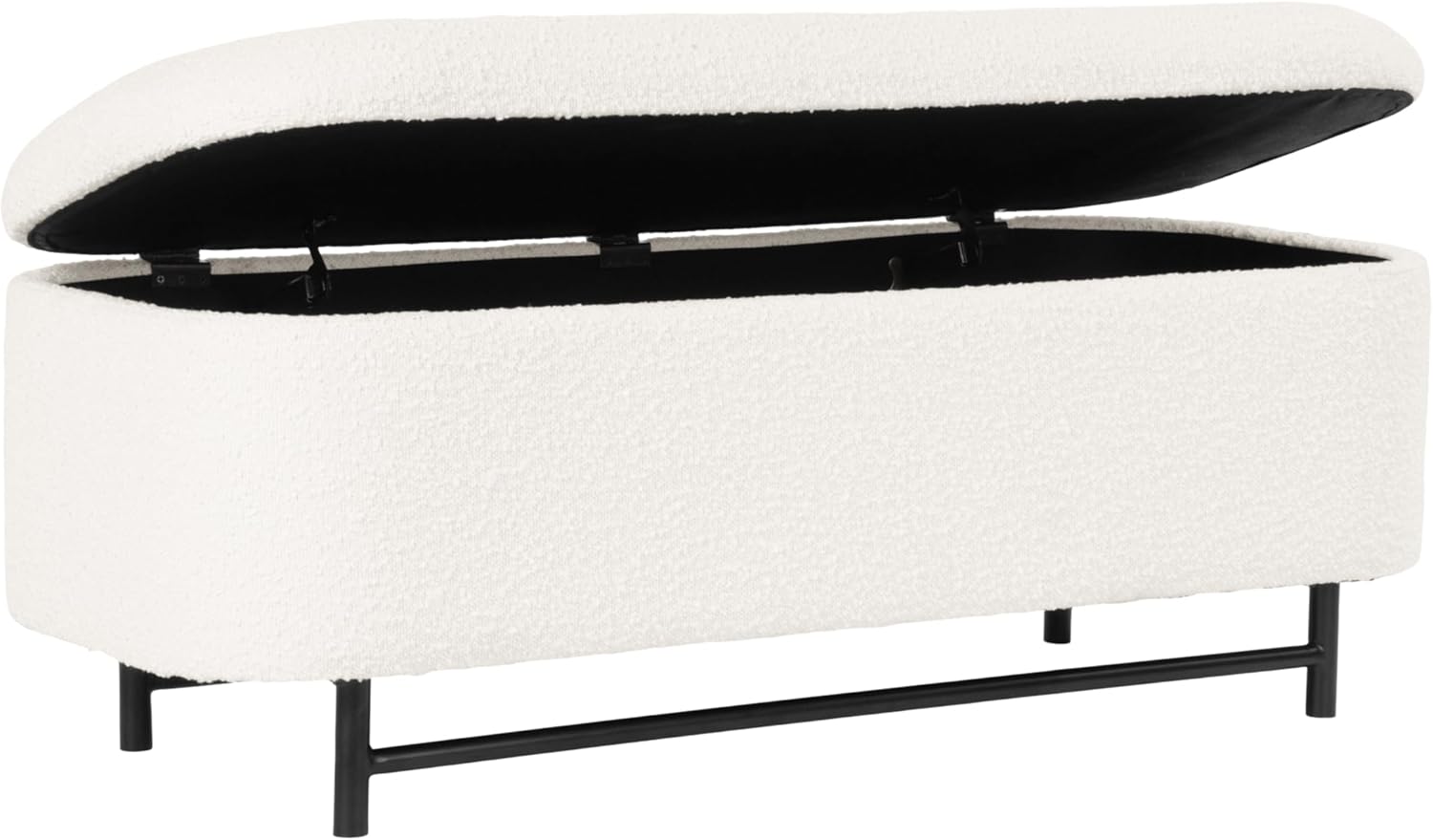 HomePop 46" Ellipse Storage Bench with Metal Legs - Cream Boucle