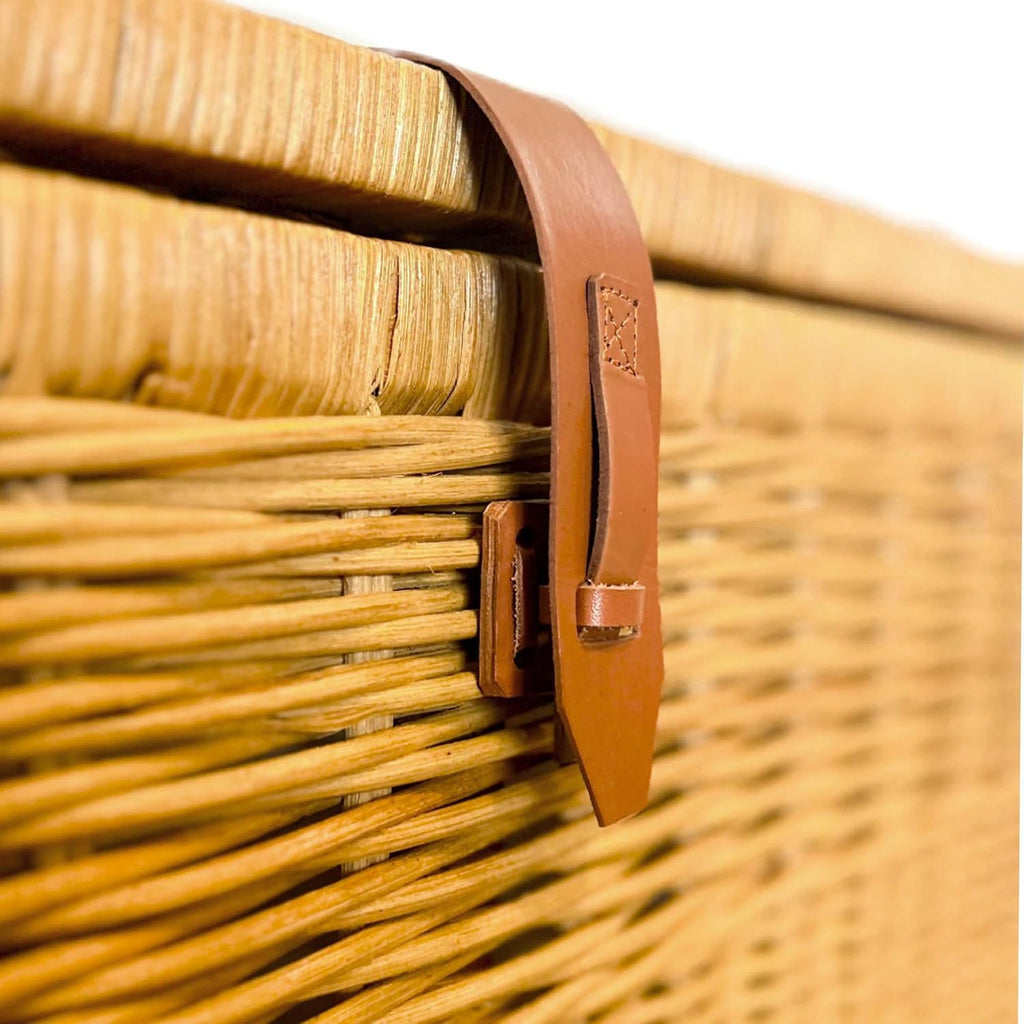 The Basket Lady Handwoven Deep Wicker Storage Trunk, Natural Rattan Wicker Chest with Lid and Handles for Blankets, and Home Organization-Sandstone, Large, 24" L x 17" W x 17.5" H