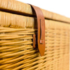 The Basket Lady Handwoven Deep Wicker Storage Trunk, Natural Rattan Wicker Chest with Lid and Handles for Blankets, and Home Organization-Sandstone, Large, 24" L x 17" W x 17.5" H