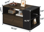 FLEXISPOT H7 CAB End Table with Drawers Storage,Narrow Side Table Nightstand with Shelves & Cabinet,Bedside Table for Small Spaces,Sofa Couch Table for Living Room Bedroom（Walnut Table with Cabinet）