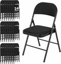24 Pack Folding Chairs, Fabric Dining Chair Set with Padded Cushion and Back, Indoor Outdoor Seat for Home Office, Parties, Events, Wedding, Extra Guest Seating, Obsidian Black