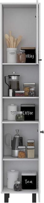 Pantry,Four Legs,Three Interior Shelves,Two Shelves,Two Cabinets for Kitchen,Laundry,Living Room,Bedroom-White,15.7 * 13.7 * 13.7