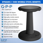 Gpack-pro Kids Wobble Stool 2-Pack – Improves Focus Attention – Non-Slip Base - Wiggle Chair Active Flexible Seating for Preschool Kindergarten Elementary School 17.7-Inch High (Black)