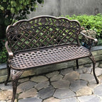 Stool Child Park Bench, Courtyard Lounge Chair Metal Bench Armrest with Backrest, Outdoor Furniture 2 People Seat Comfortable Garden Chair, for Terrace Corridors ()