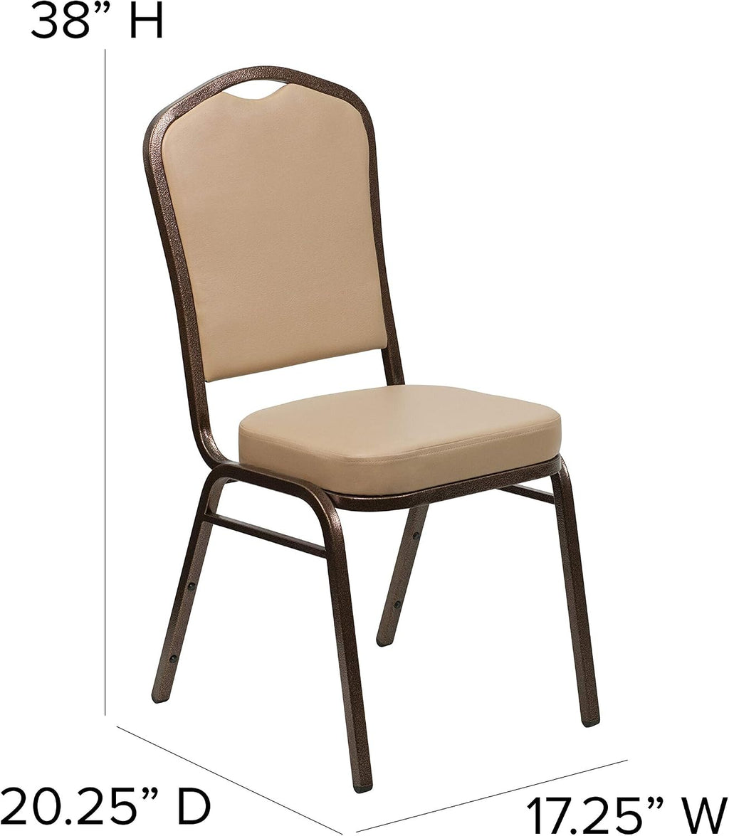 BizChair Crown Back Stacking Banquet Chair in Tan Vinyl - Copper Vein Frame