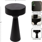 Kate and Laurel Solbrett Modern Sophisticated Round Side Table, 12 x 12 x 22, Black, Sculptural Living Room End Table with Unique Pedestal Table Design for Use as Bedroom Nightstand