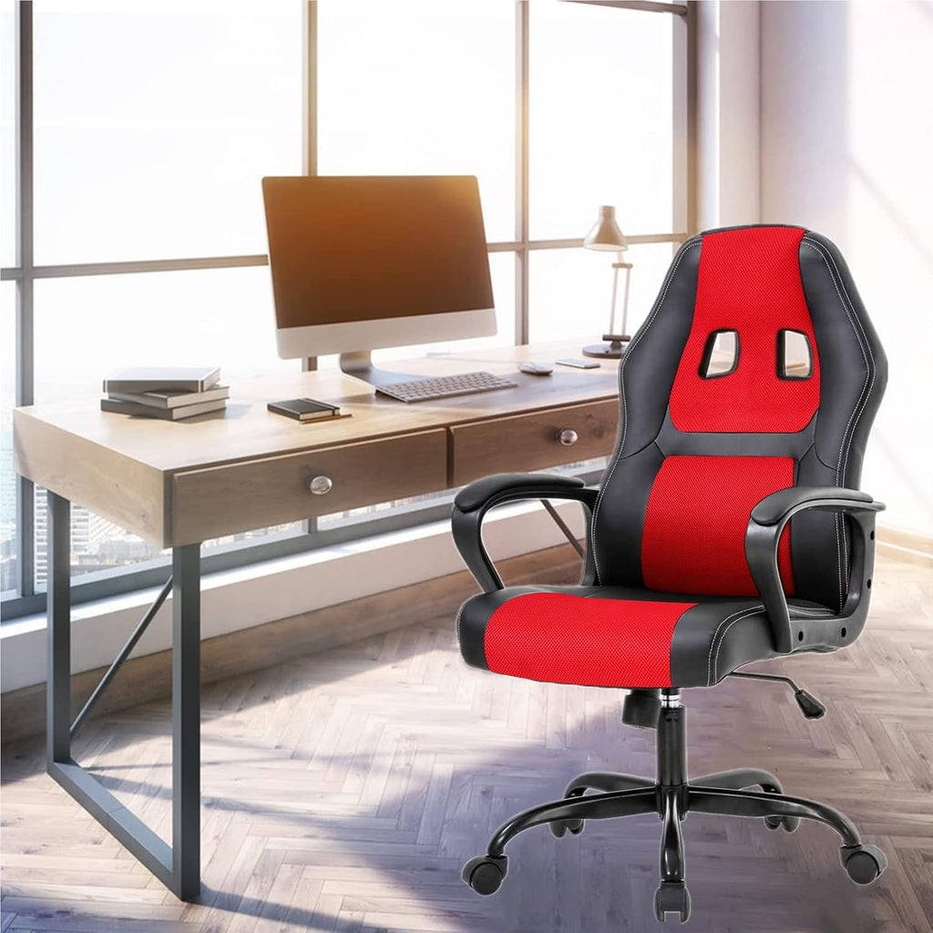 Gaming Chair Office Chair Ergonomic Video Game Chairs Adjustable Reclining Computer Chair with Lumbar Support Armrest Headrest Task Rolling Swivel Chair Game Chair for Adult Teen, Red
