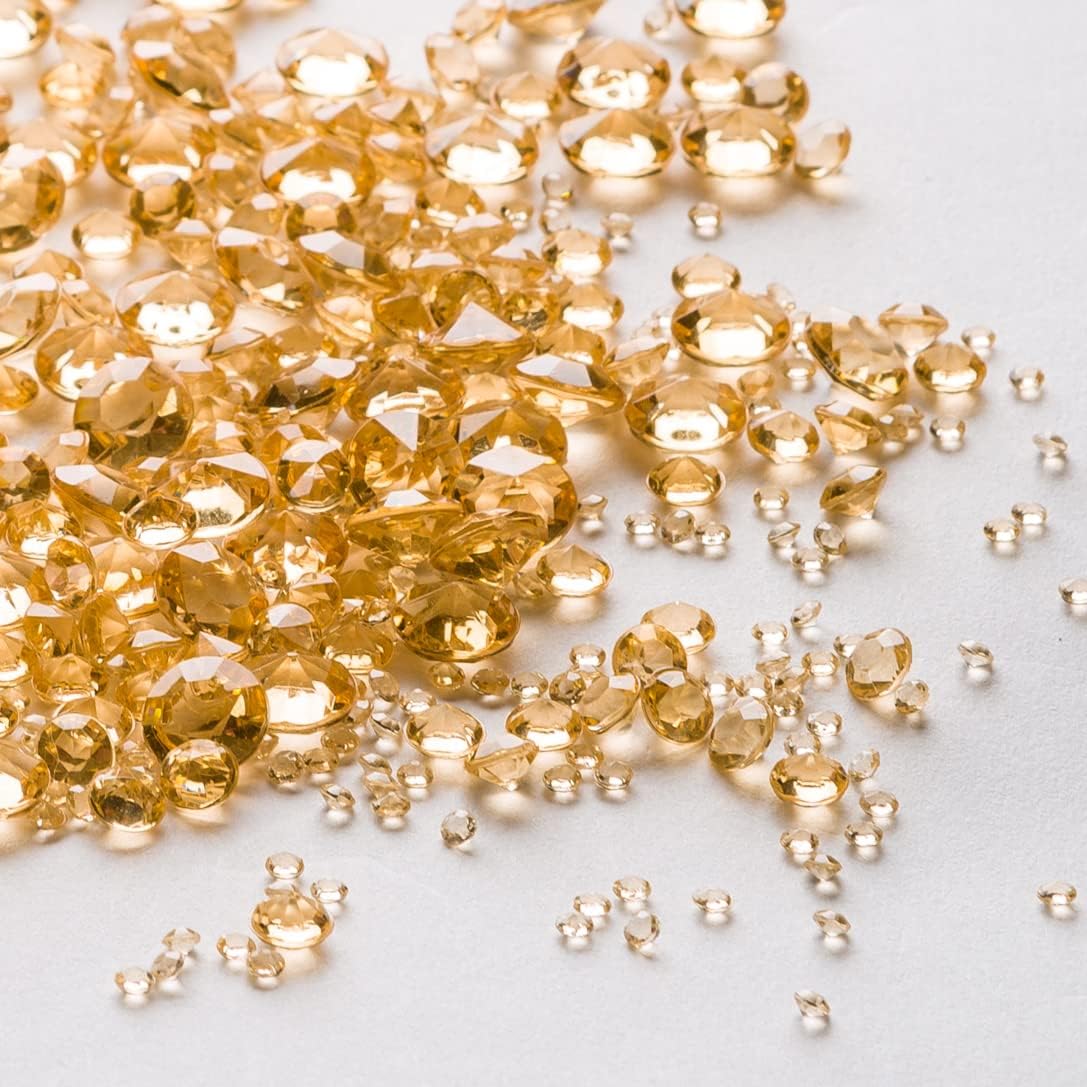 Luxury Gold Party Decorations; Sparkling Diamond Confetti, Table Decor & Vase Filler for Elegant Wedding Centerpiece Arrangements