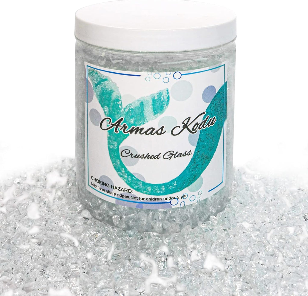 Crushed Glass for Resin Art, Broken Glass Pieces for Crafts Vase Filler Home Decorations,Crushed Glass for Crafts,3-6mm,1.5 Pound (Crystal/Transparent)
