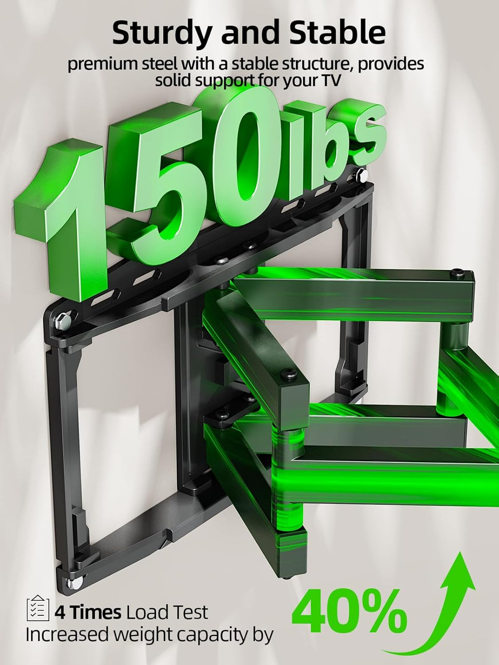 USX MOUNT Full Motion TV Wall Mount for 42-97 Inch TVs up to 150lbs, Swivel and Tilt Wall Mount TV Barcket with Extension, Max VESA 600x400mm & 16" Wood Studs，Fit Most 75 85 86 90 95 inch TVs