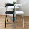 Home Folding Bar Stool with Backrest,Leather Padded Counter Height Foldable Stool,Portable Folding Stool Tall Bar Stools for Outdoor Kitchen Shop Cafe,1 PC ( Color : White , Size : Seat Height 25.5inc