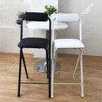 Home Folding Bar Stool with Backrest,Leather Padded Counter Height Foldable Stool,Portable Folding Stool Tall Bar Stools for Outdoor Kitchen Shop Cafe,1 PC ( Color : White , Size : Seat Height 25.5inc