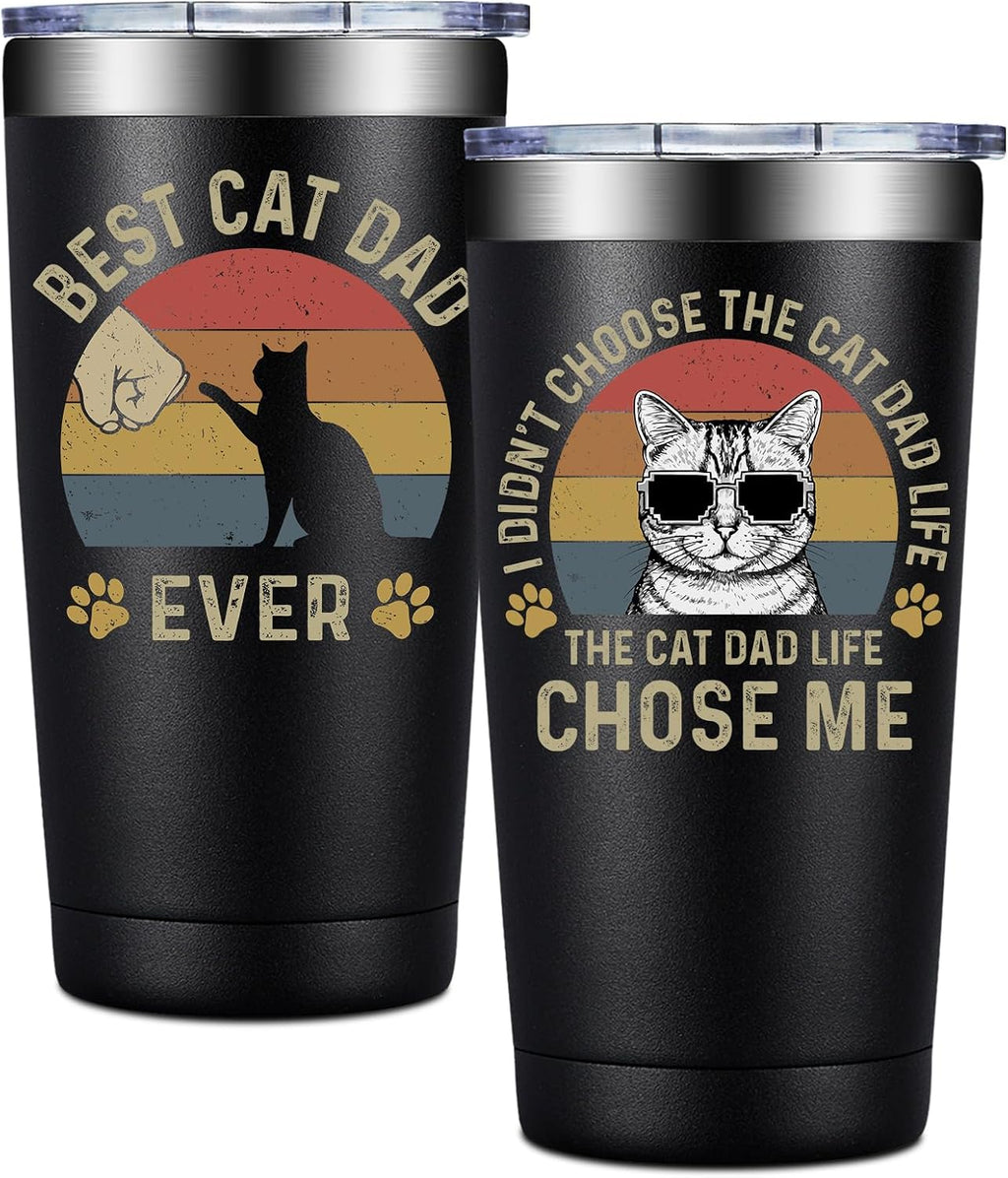 BIRGILT Best Cat Dad Gifts - Fathers Day Gift for Cat Dad, Lovers, Owners - 20oz Tumbler Cup