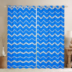 Feelyou Blue Window Curtains for Bedroom Living Room for Teen Girls Boys Women, Navy Blue and Silver Window Drapes Treatments, 30-50% Blackout Curtains 38W X 45L,2 Panels