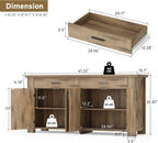 ONBRILL 61 Inch Sideboard Buffet Cabinet with Storage, Buffet Cabinet with 2 Drawers & 4 Doors, Farmhouse Sideboard with Adjustable Shelves, Coffee Bar Cabinets for Living Room, Kitchen, Rustic Brown