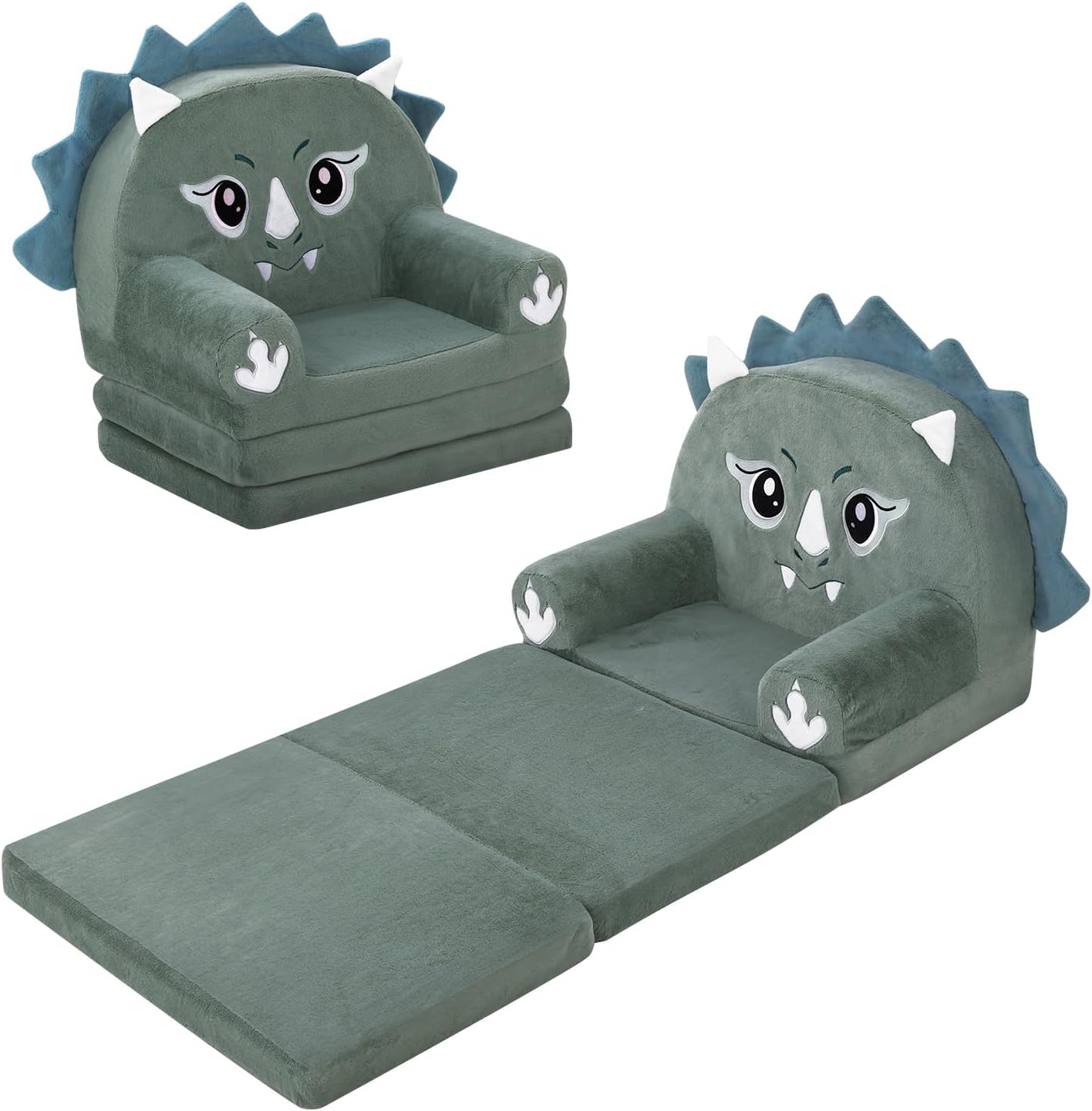 decalsweet Foldable Kids Sofa Couch 2 in 1 Children Convertible Sofa Flip Open Extra Wide Soft Lightweight Armchair for Kidsroom Playroom