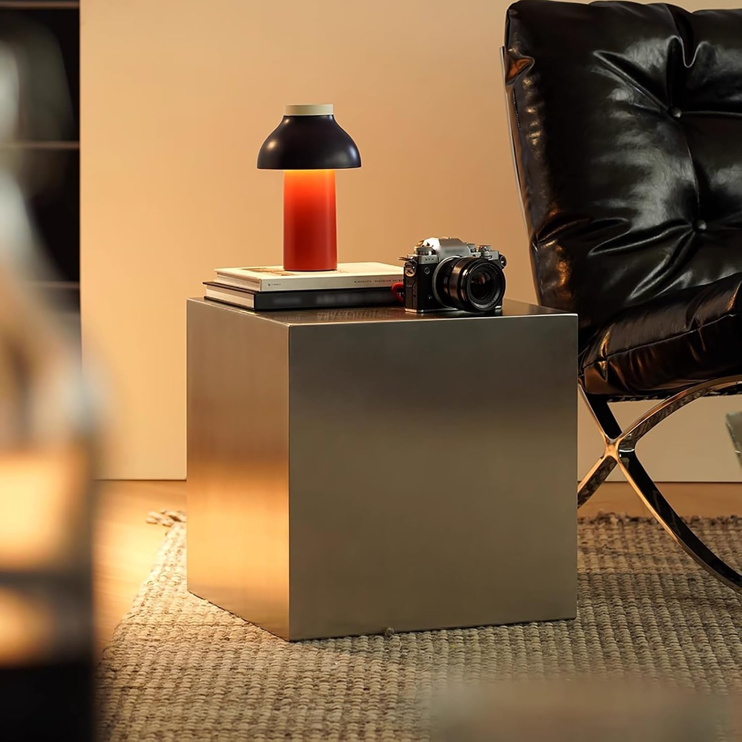 Metal Square Sofa Side Table, Cube End Table Small Coffee Table Industrial Bedside Table Multi-Functional Corner Table for Living Room, Bedroom, Office