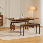 HOOBRO Dining Benches, Pair of 2 Industrial Style Indoor Benches, Durable Metal Frame, for Kitchen, Dining Room, Living Room, Rustic Brown BF01CD01