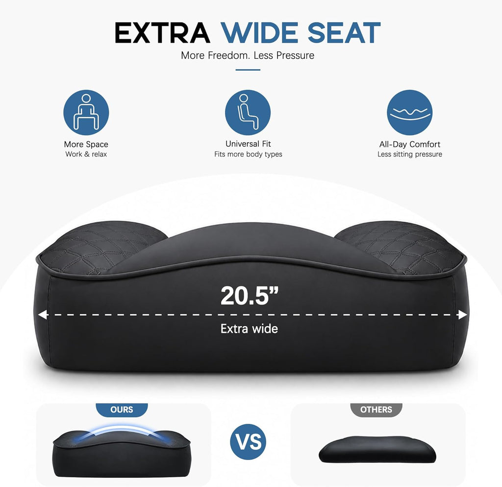 Office Desk Chair, High-Back Big and Tall Leather Chair with Footrest, Ergonomic Reclining Computer Chairs, Comfy Executive Wide Chair with Lumbar Support, Adjustable Padded Armrests, 400LBS (Black)