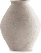 Signature Design by Ashley Hannela 12" Modern Distressed Polyresin Vase, Antique Tan