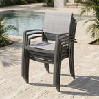 Amazonia Franklin 4-Piece Aluminum Stackable Patio Dining Chairs | Ideal for Outdoors and Indoors