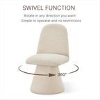 KISLOT Swivel Dining Chairs Set of 1, Modern Upholstered Dining Chair Mid Century Kitchen Chairs with Wave Shaped High Back, 360 Degree Rotating Vanity Chair for Dining Room, Bedroom, Farmhouse, Sand