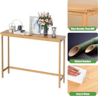 VASMIA Console Table, Entryway Table, Narrow Sofa Table, 39" Bamboo Hallway Table for Entryway, Living Room, Bedroom, Foyer, Natural