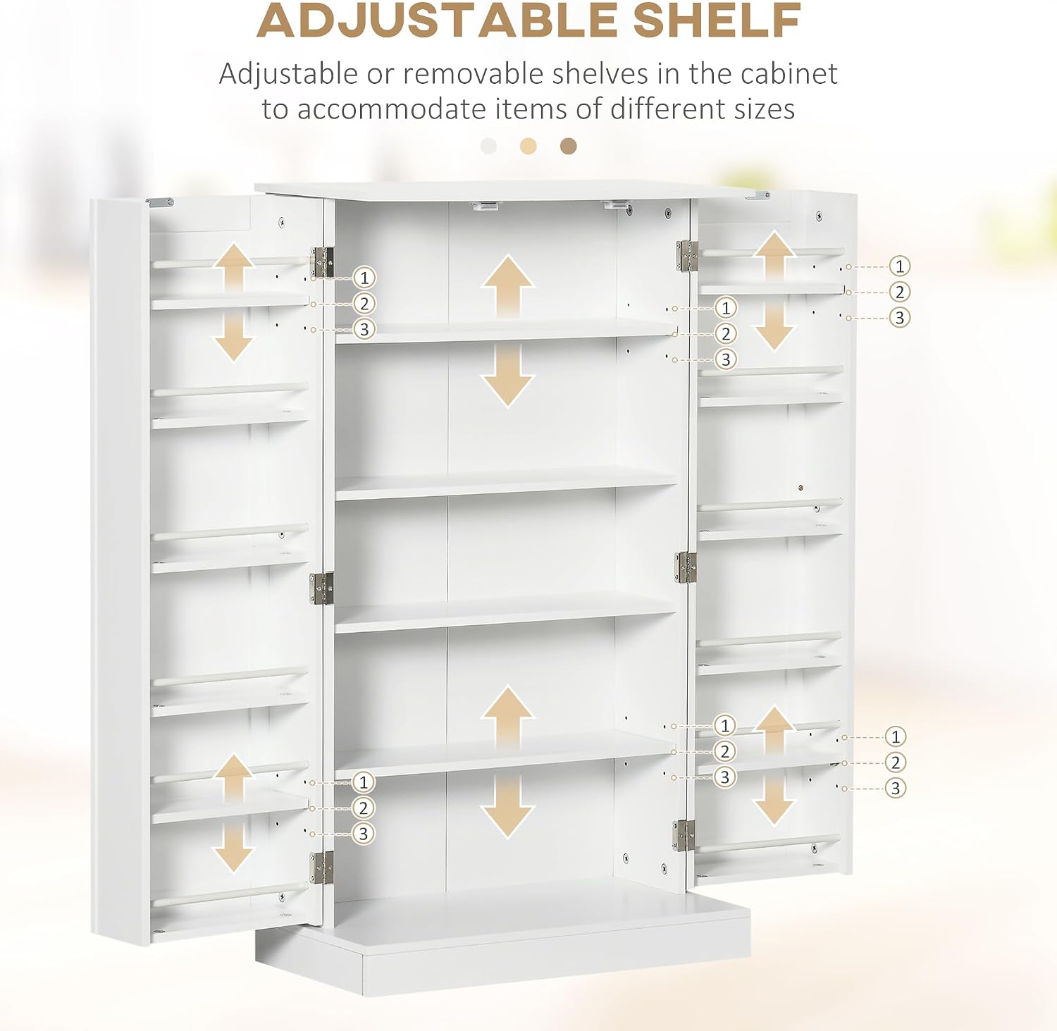 41" Modern Kitchen Pantry Freestanding Storage Cabinet with Double Doors Adjustable Shelves for Living Room - White,11.8 * 23.5 * 40.8