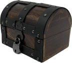 Nautical Cove Handmade Wooden Treasure Chest Storage Box – Deluxe Design with Real Leather Accents, Working Iron Lock & Skeleton Keys, Decorative Keepsake Chest (X-Small - 5.5 x 4 x 4)