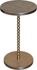 COVLON Drink Table, Small Round Pedestal Side Table, Martini Table for Small Spaces, Gold Accent End Table with Hammered Top, Plant Stand for Living Room, Bedroom, Bathroom, Easy Assembly