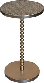 COVLON Drink Table, Small Round Pedestal Side Table, Martini Table for Small Spaces, Gold Accent End Table with Hammered Top, Plant Stand for Living Room, Bedroom, Bathroom, Easy Assembly