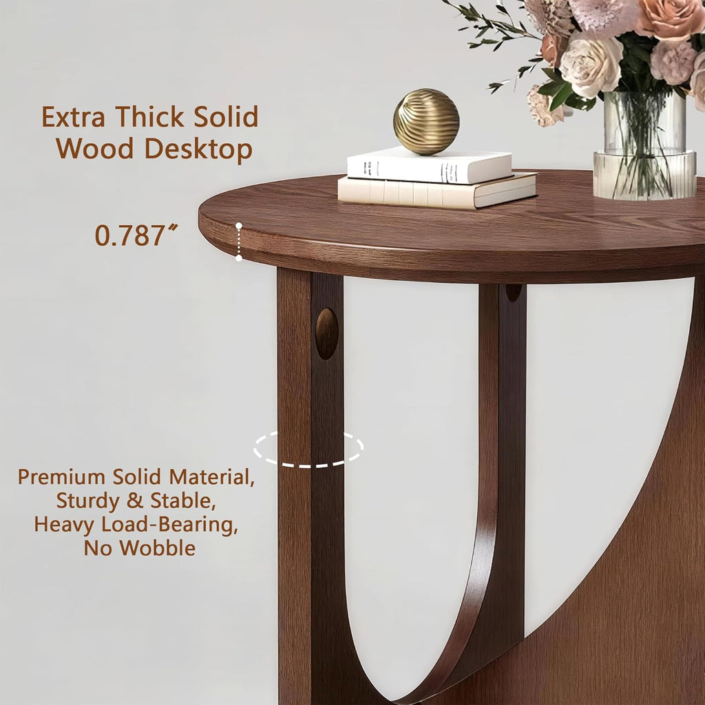 Aibiju End Table, Natural Wood End Table, 2-Piece Side Table, 100% Solid Wood Rustic Center Table, Simple Accent Table for Living Room, Walnut RF-ZY5084-2
