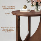 Aibiju End Table, Natural Wood End Table, 2-Piece Side Table, 100% Solid Wood Rustic Center Table, Simple Accent Table for Living Room, Walnut RF-ZY5084-2