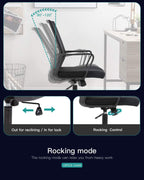 Office Chair Ergonomic Desk Chair Mid Back Computer Chair with Lumbar Support Armrests Breathable Mesh Height Adjustable Chair Rolling Swivel Chairs for Home Office,Black