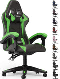Bigzzia Gaming Chair, Computer Game Chair with Lumbar Support, Comfortable Video Game Chairs for Adults Kids, Racing Style Gamer Chair with 360°-Swivel Seat and Headrest