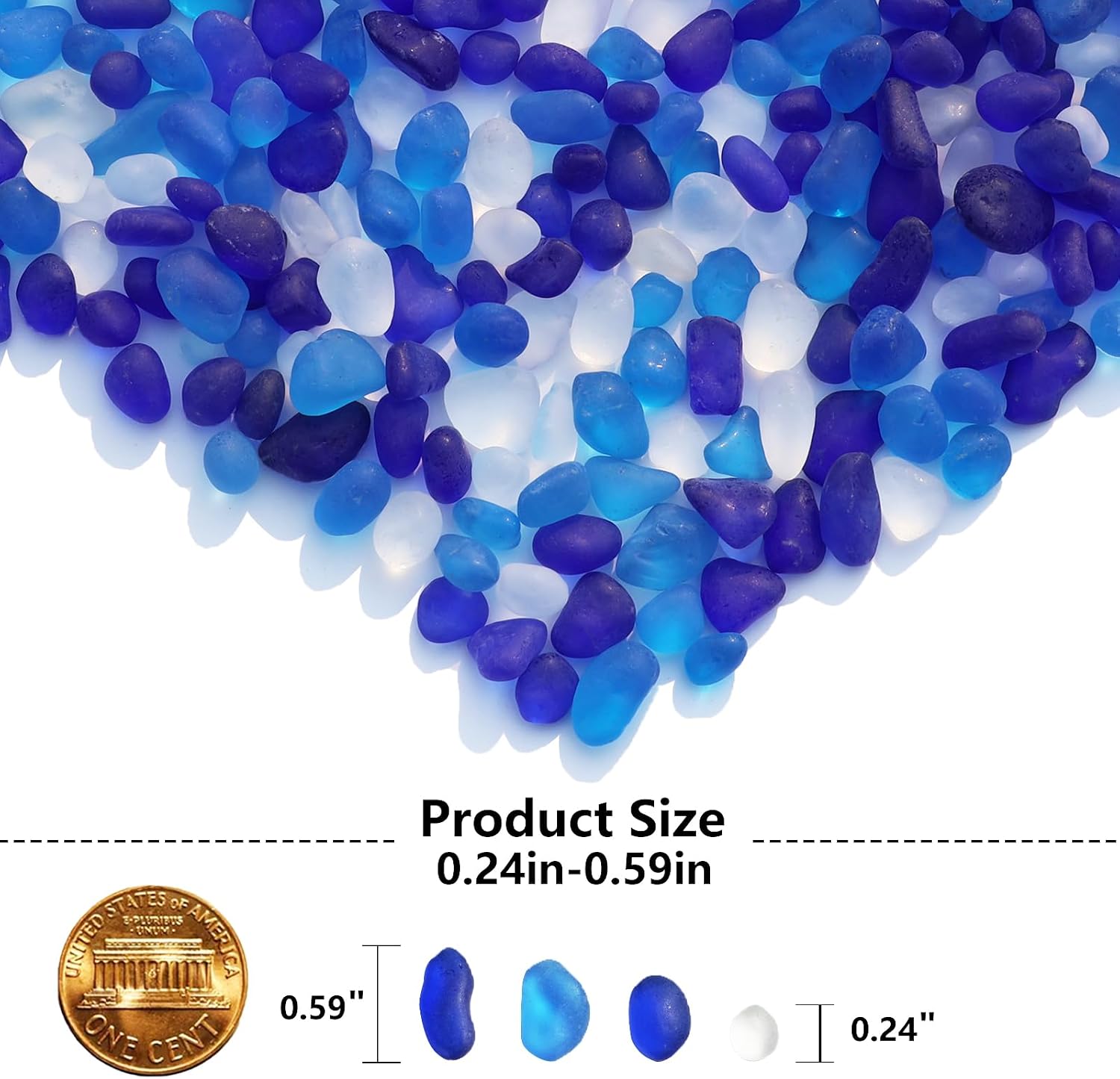 QYGL Sea Glass Stones - 2.9LB/46.4oz Blue Mixed Frosted Glass Pebbles Gemstones - Perfect for Aquarium Rocks, Fish Tank Gravel, Vase Fillers, Seaglass DIY Crafts, and Home Decor