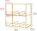 REDHUGO Glass Tea Bag Organizer for Counter, 2-Tier Teabag Organizer Storage Holder for Tea Bags, Glass Caddy Box Containers, Rack Teabag Station Stand for Cabinet Kitchen, 2-Tier, Gold
