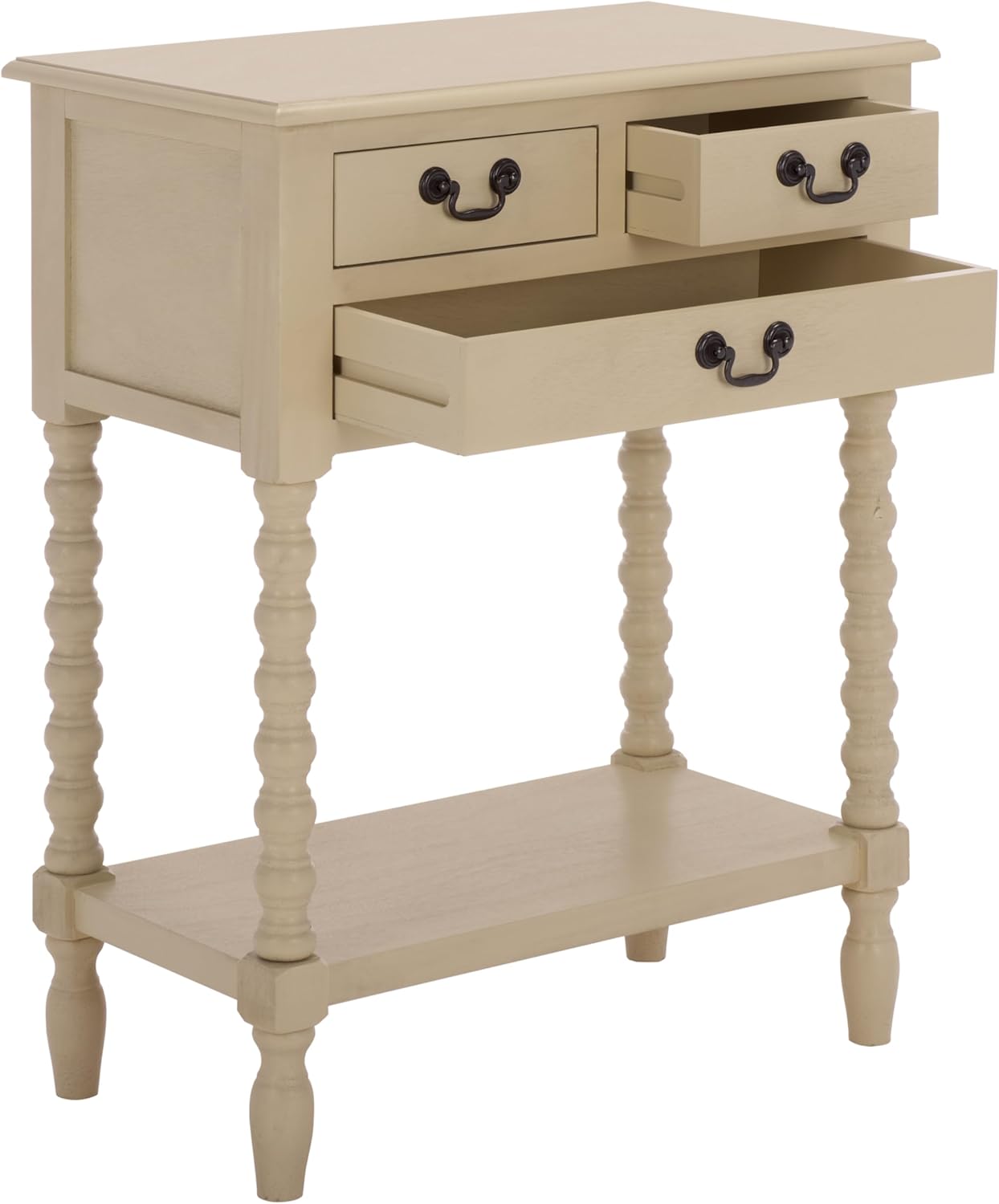 SAFAVIEH Furniture - Athena 3-Drawer Console Table - Sand - Solid Wood - Farmhouse Classic Design - Ideal for Entryway, Living Room, Hallway, 23.5" W x 13" D x 29.5" H (CNS5703E)