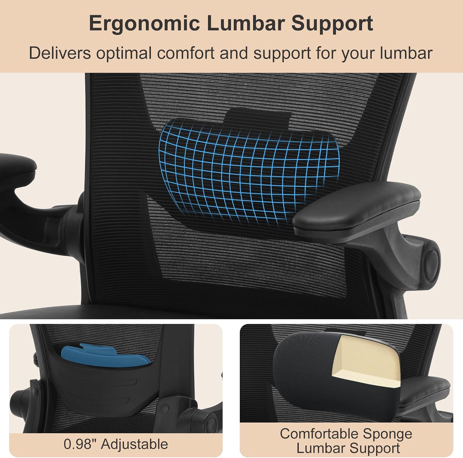 Drafting Chair Tall Office Chair with PU Leather Seat, 400lbs Ergonomic Standing Desk Chair with Lumbar Support,Counter Stool with Adjustable Footrest Ring & Flip-up Armrests,Black