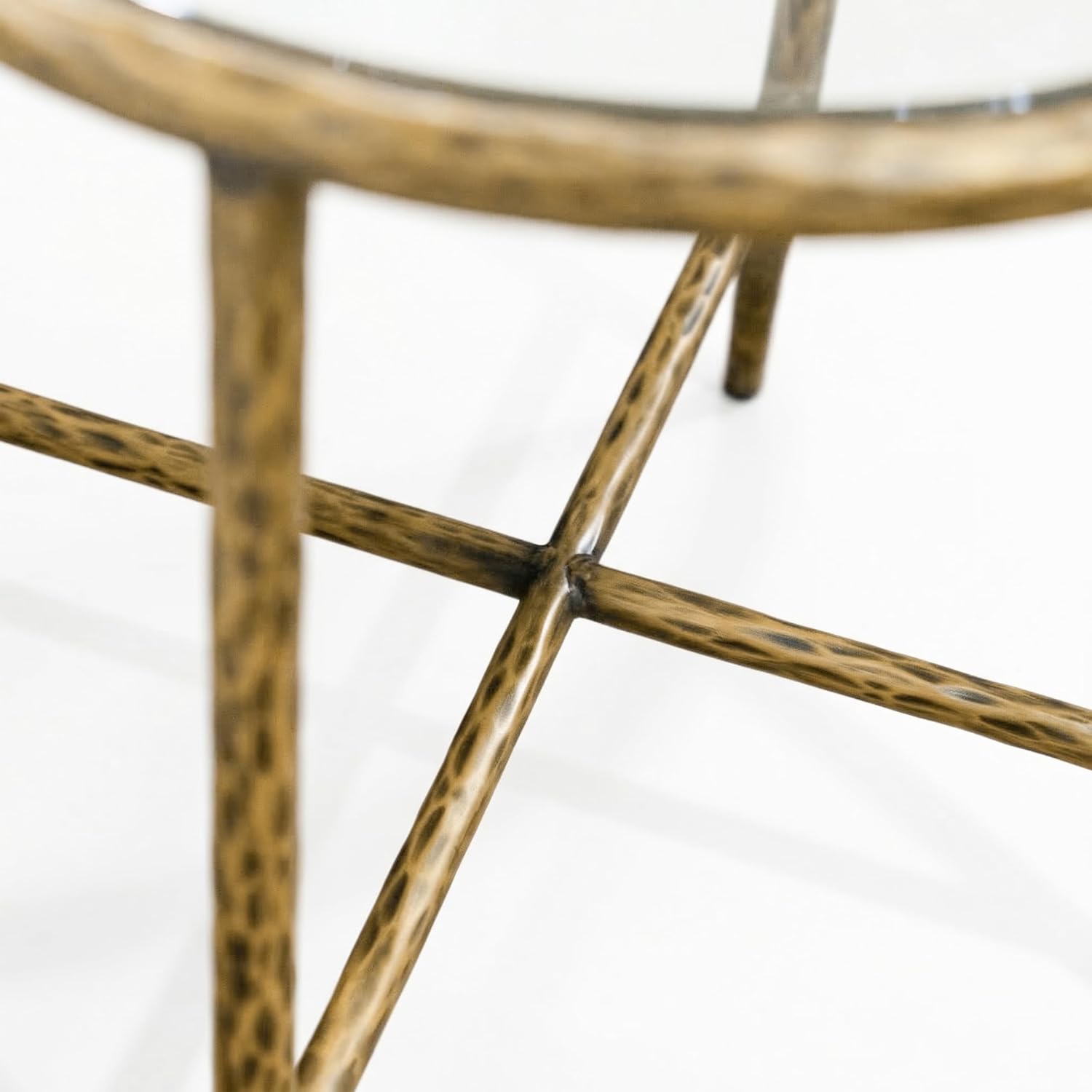 24/7 Shop at Home Lalia Modern Metal 22-inch Round End Tables Set of 2 with Tempered Glass Top, Forged Steel Base for Living Room, Matte Gold
