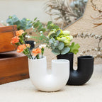 Vipush Ceramic Vase Set for Modern Home Decor Aesthetic, White and Black Round Matte Infinity Vases for Decorative Gift, Flower Vases for Living Room Wedding Coffee Table Party Bedroom