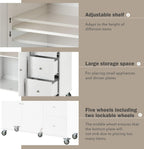 COMHOMA Mobile Kitchen Island with Solid Wood Top and Locking Wheels,Storage Cabinet and Drop Leaf Breakfast Bar,Spice Rack, Towel Rack & Drawer