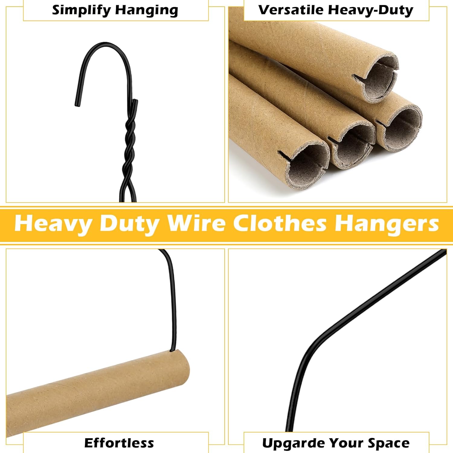 Didaey 10 Sets Heavy Duty 18" Drapery Hangers with Strong 10.5 Gauge Alloy Steel Wire for Heavy Items (Black)