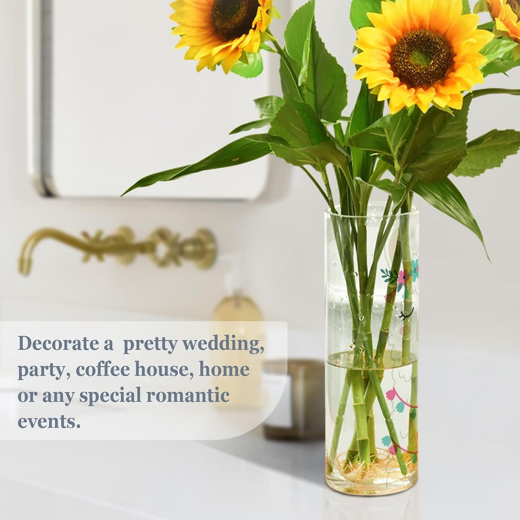 ALAZA Floral Llama Flower Vase for Wedding Dinner Table Party Living Room Office Bedroom Decor,Unbreakable Vase, 3.9 x 12 inch Cylinder Decor