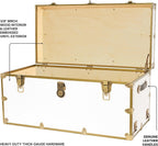 Rhino Trunk & Case Classic XXL College Trunk with Antique Brass Hardware, Soft Close - 36”x18”x18”, Seats 1500+ lbs, USA Made Secure Dorm Footlocker, Home Storage, Steamer Style Blanket Chest