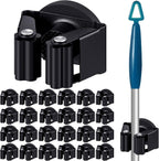 Vercraft 24 Pcs Magnetic Mop Broom Holder Movable Magnetic Broom Holder Rack, Anti Slip Wall Mounted Utility for Cleaning Tools, Garage, Kitchen, Laundry, Garden (Black)