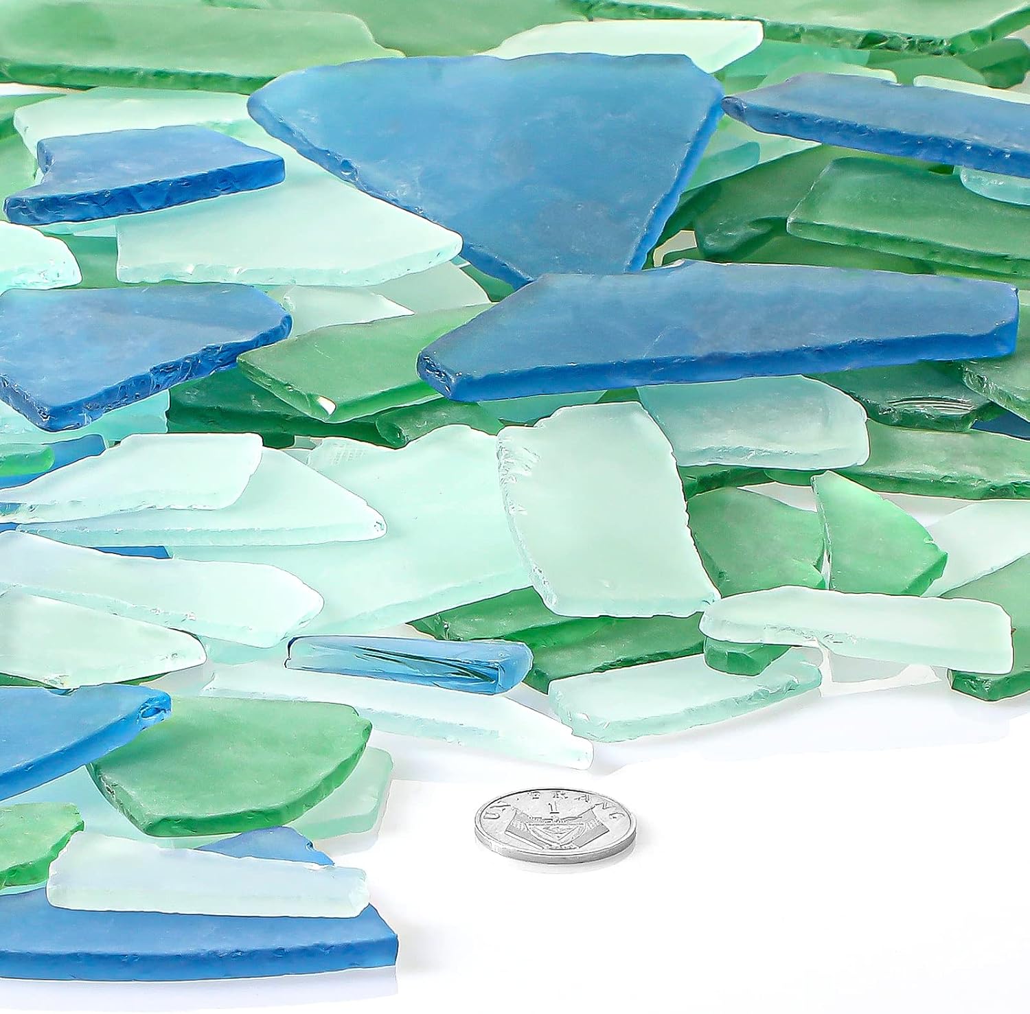 Cunhill 45 oz Sea Glass for Crafts 3 Color Frosted Sea Glass Bulk Cobalt Blue Light Green and Clear Pieces for Wedding Home Christmas DIY Decoration