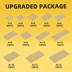 150 Pieces Small Base Plate Sets, Classic Flat Pieces for Moc Building, 12 Size DIY Building Boards - Compatible with Lego and All Major Brands, Tan