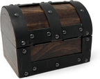 Nautical Cove Handmade Wooden Treasure Chest Storage Box – Deluxe Design with Real Leather Accents, Working Iron Lock & Skeleton Keys, Decorative Keepsake Chest (X-Small - 5.5 x 4 x 4)